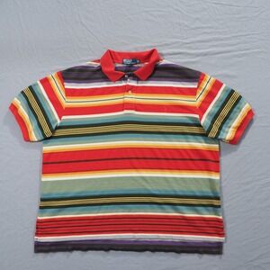 Vintage Polo Ralph Lauren Shirt Mens 2XB Multicolor Striped Pique Knit 90s Retro
